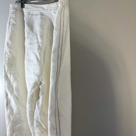 Vintage Eagle's Eye 100% Linen Wide Leg Trousers | Contrast Stitching - Picture 7 of 7